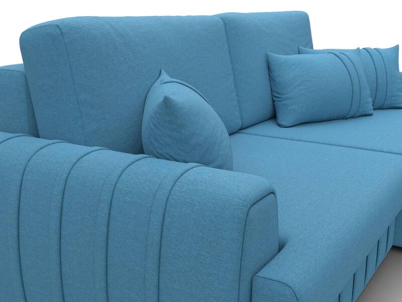 Диван угловой Лига-057 НПБ угол правый, Рогожка, Амур 10 голубой