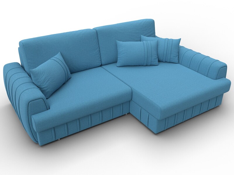 Диван угловой Лига-057 НПБ угол правый, Рогожка, Амур 10 голубой