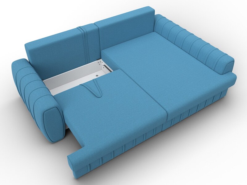 Диван угловой Лига-057 НПБ угол правый, Рогожка, Амур 10 голубой