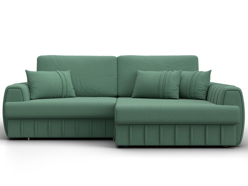 Диван угловой Лига-057 НПБ угол правый, Рогожка, Амур 11 зеленый