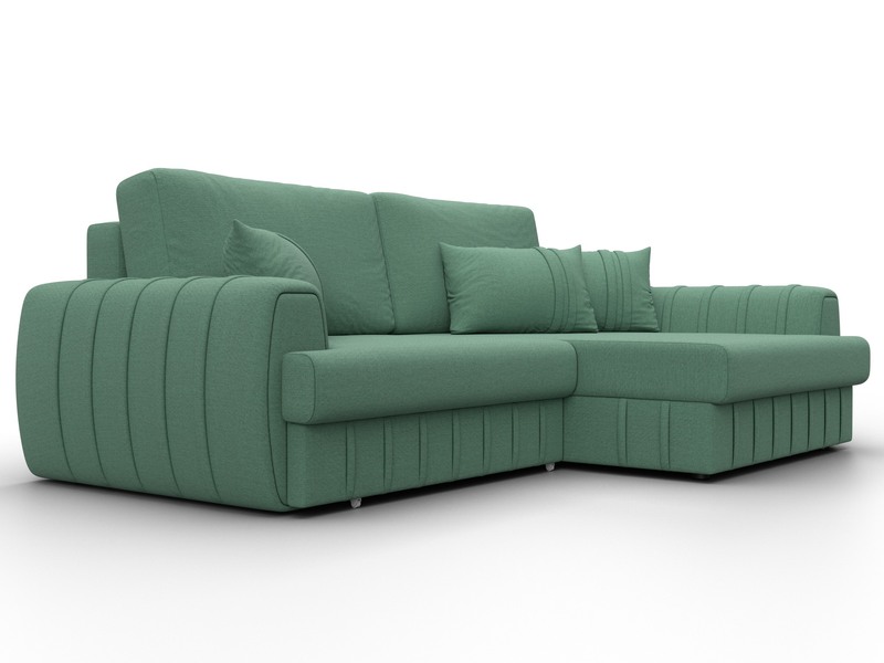 Диван угловой Лига-057 НПБ угол правый, Рогожка, Амур 11 зеленый