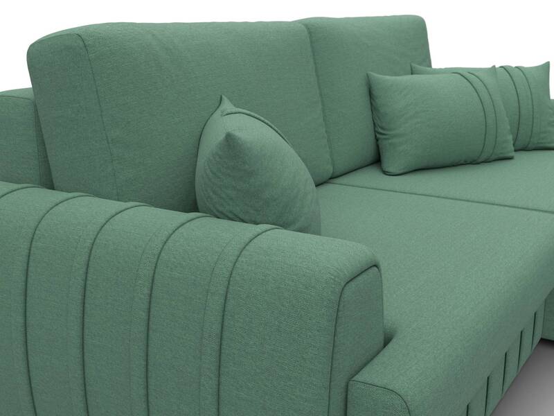 Диван угловой Лига-057 НПБ угол правый, Рогожка, Амур 11 зеленый