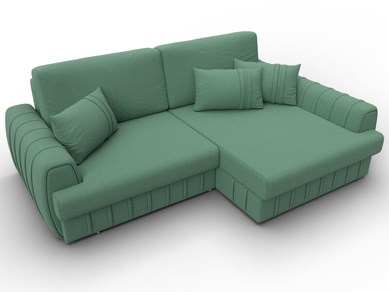 Диван угловой Лига-057 НПБ угол правый, Рогожка, Амур 11 зеленый