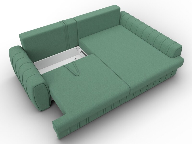 Диван угловой Лига-057 НПБ угол правый, Рогожка, Амур 11 зеленый