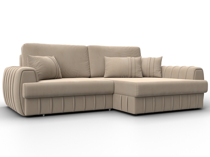 Диван угловой Лига-057 НПБ угол правый, Велюр, SEVEN 729 бежевый