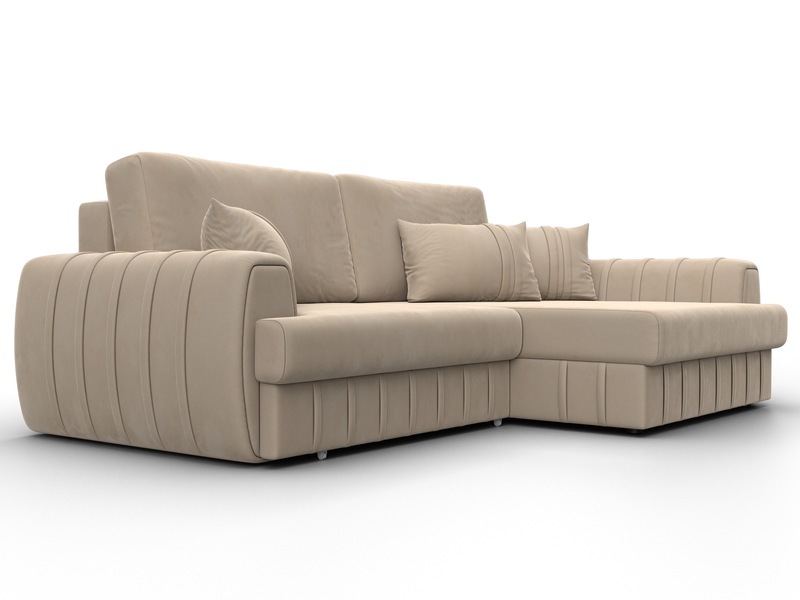 Диван угловой Лига-057 НПБ угол правый, Велюр, SEVEN 729 бежевый