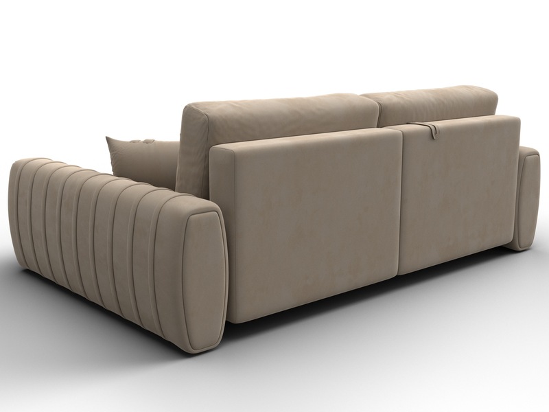 Диван угловой Лига-057 НПБ угол правый, Велюр, SEVEN 729 бежевый