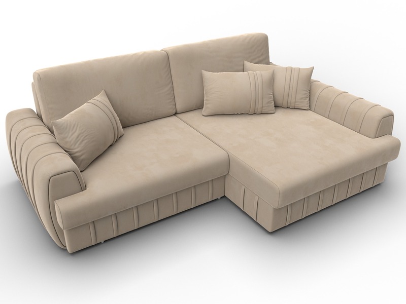 Диван угловой Лига-057 НПБ угол правый, Велюр, SEVEN 729 бежевый