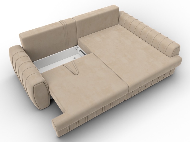 Диван угловой Лига-057 НПБ угол правый, Велюр, SEVEN 729 бежевый