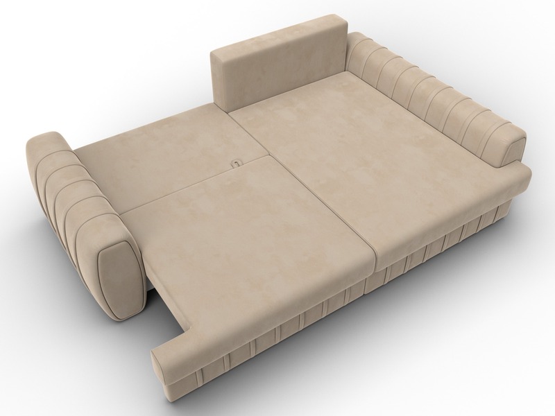 Диван угловой Лига-057 НПБ угол правый, Велюр, SEVEN 729 бежевый