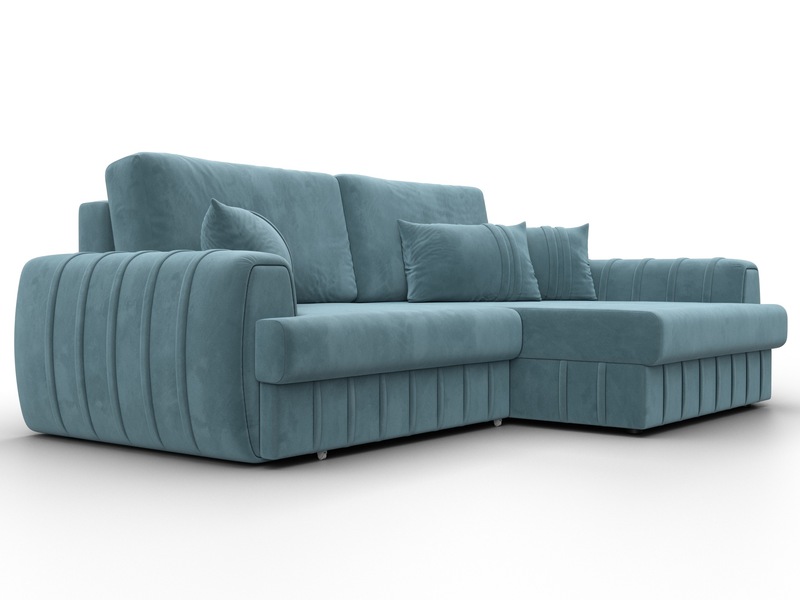Диван угловой Лига-057 НПБ угол правый, Велюр, SEVEN 113 бирюзовый