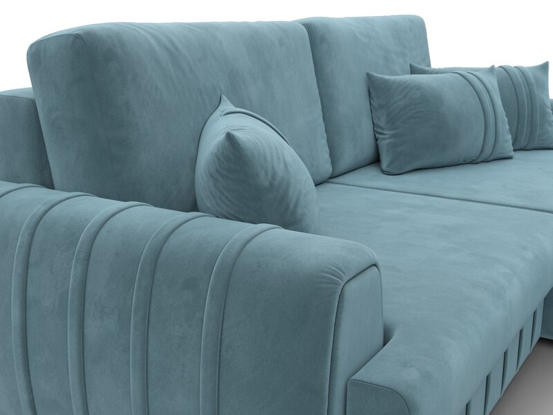 Диван угловой Лига-057 НПБ угол правый, Велюр, SEVEN 113 бирюзовый