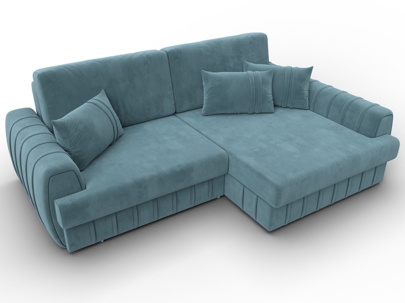 Диван угловой Лига-057 НПБ угол правый, Велюр, SEVEN 113 бирюзовый