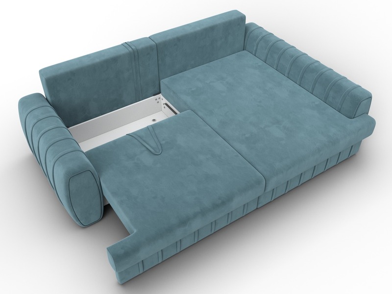 Диван угловой Лига-057 НПБ угол правый, Велюр, SEVEN 113 бирюзовый
