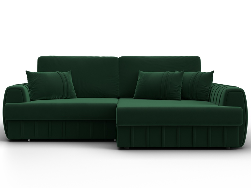 Диван угловой Лига-057 НПБ угол правый, Велюр, SEVEN 626 зеленый