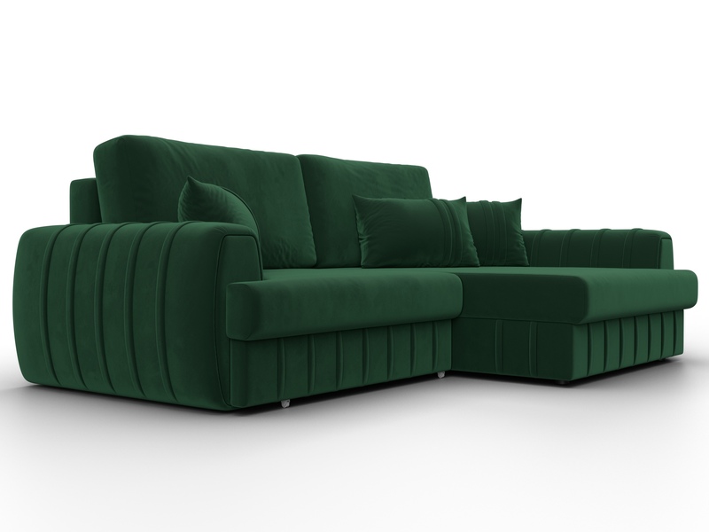 Диван угловой Лига-057 НПБ угол правый, Велюр, SEVEN 626 зеленый