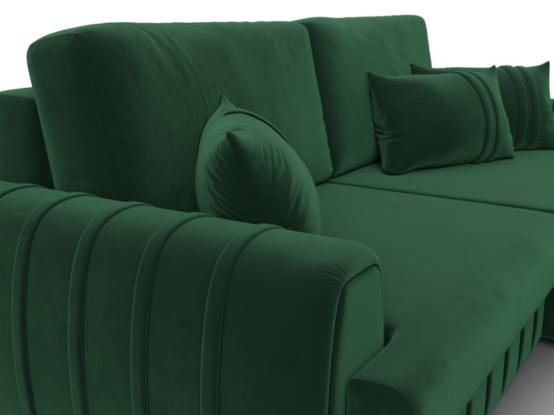 Диван угловой Лига-057 НПБ угол правый, Велюр, SEVEN 626 зеленый