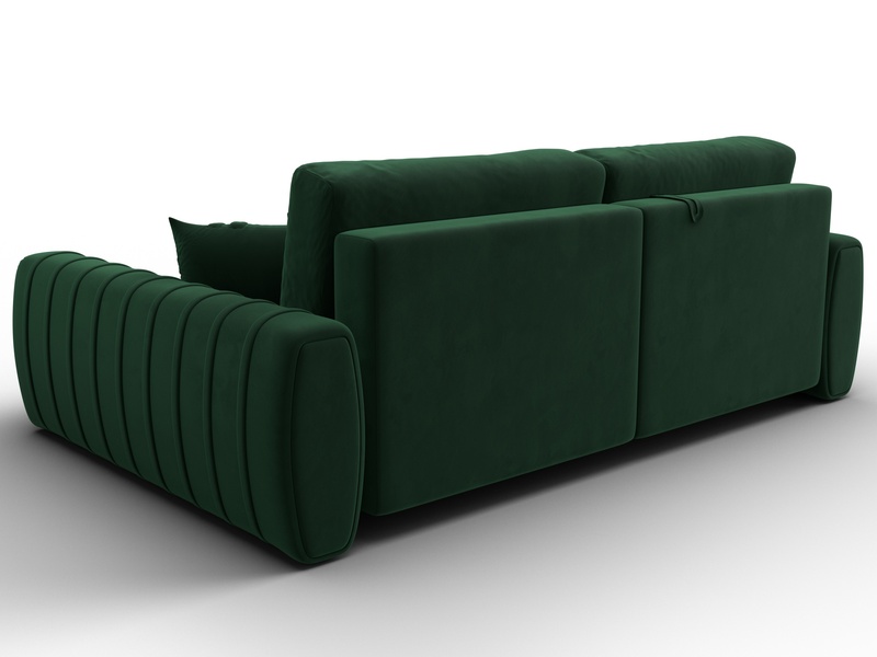 Диван угловой Лига-057 НПБ угол правый, Велюр, SEVEN 626 зеленый