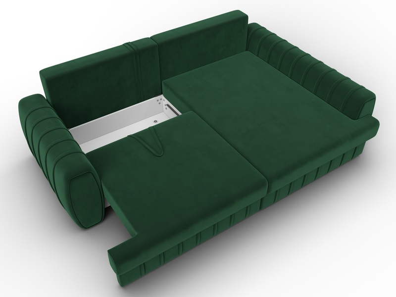 Диван угловой Лига-057 НПБ угол правый, Велюр, SEVEN 626 зеленый