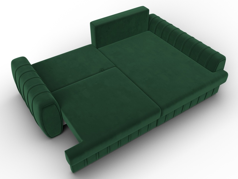 Диван угловой Лига-057 НПБ угол правый, Велюр, SEVEN 626 зеленый