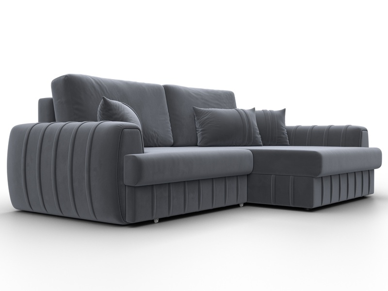 Диван угловой Лига-057 НПБ угол правый, Велюр, SEVEN 17 серый