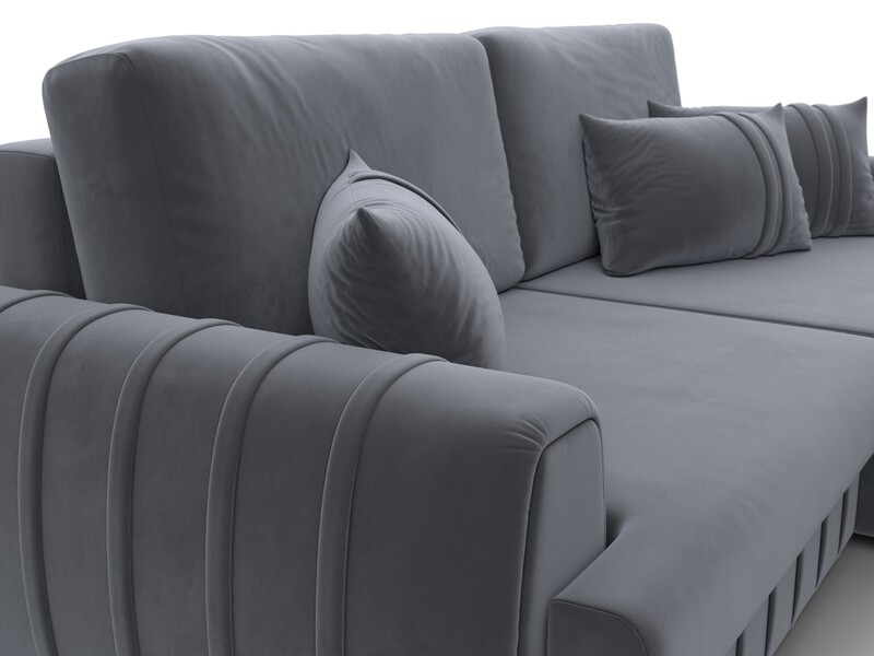 Диван угловой Лига-057 НПБ угол правый, Велюр, SEVEN 17 серый