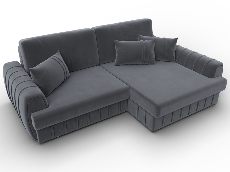 Диван угловой Лига-057 НПБ угол правый, Велюр, SEVEN 17 серый