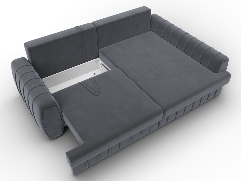 Диван угловой Лига-057 НПБ угол правый, Велюр, SEVEN 17 серый