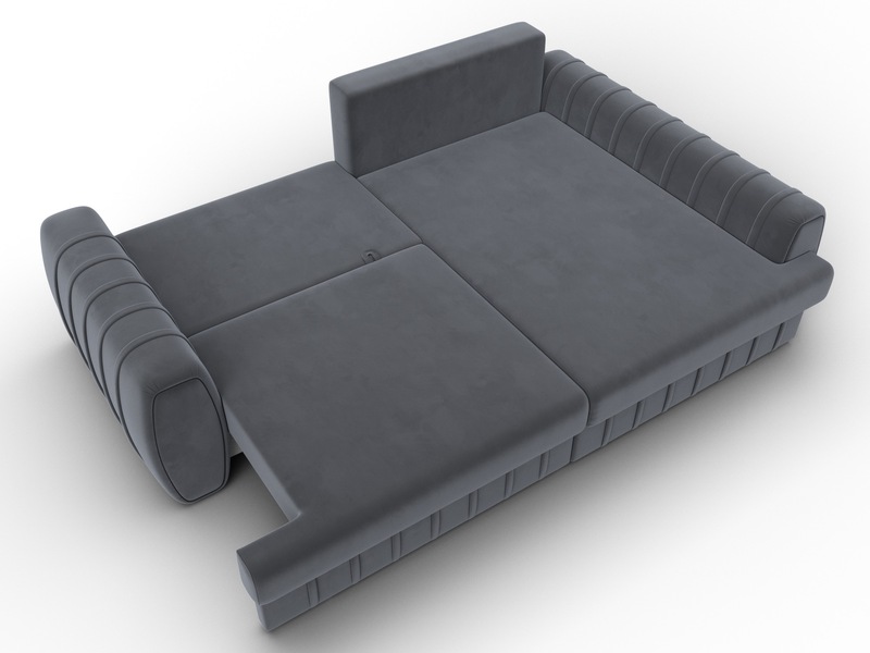 Диван угловой Лига-057 НПБ угол правый, Велюр, SEVEN 17 серый