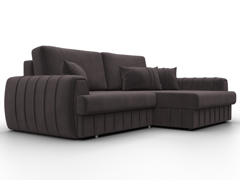 Диван угловой Лига-057 НПБ угол правый, Велюр, SEVEN 727 коричневый