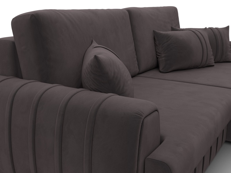 Диван угловой Лига-057 НПБ угол правый, Велюр, SEVEN 727 коричневый