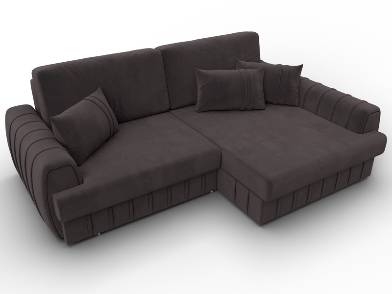 Диван угловой Лига-057 НПБ угол правый, Велюр, SEVEN 727 коричневый