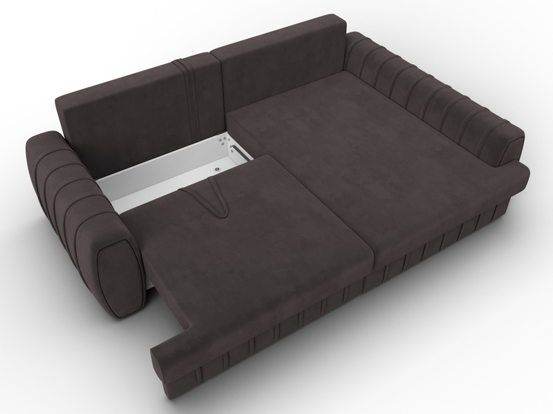 Диван угловой Лига-057 НПБ угол правый, Велюр, SEVEN 727 коричневый