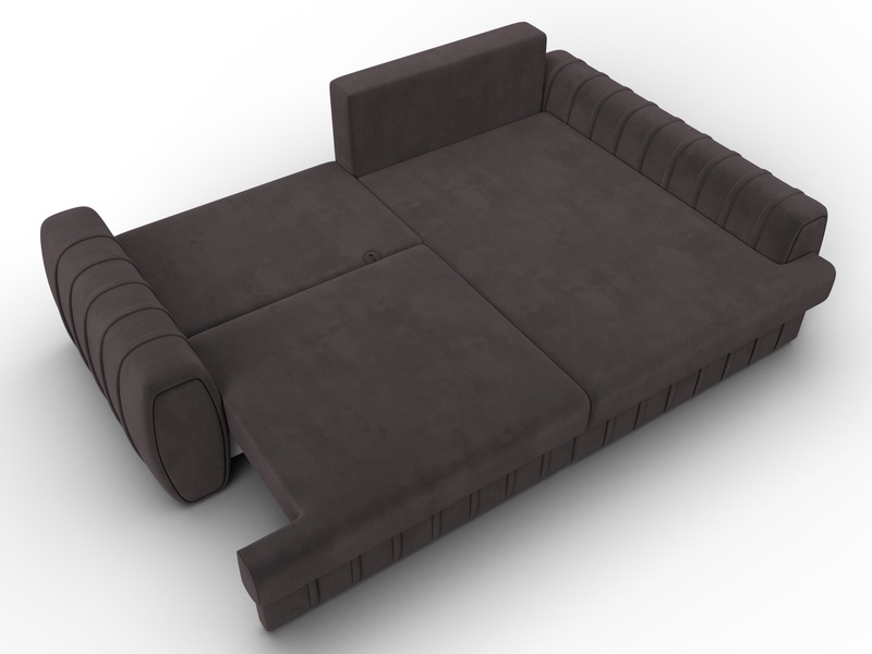 Диван угловой Лига-057 НПБ угол правый, Велюр, SEVEN 727 коричневый