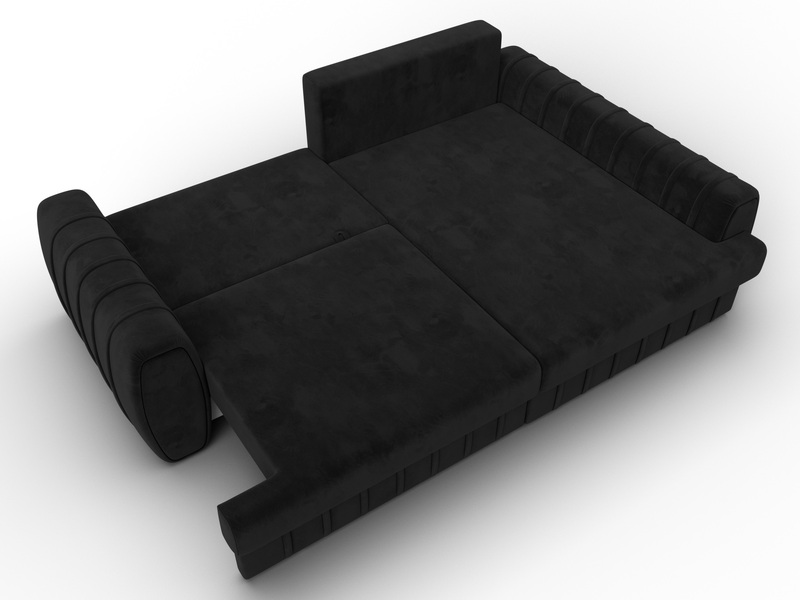 Диван угловой Лига-057 НПБ угол правый, Велюр, SEVEN 35 черный