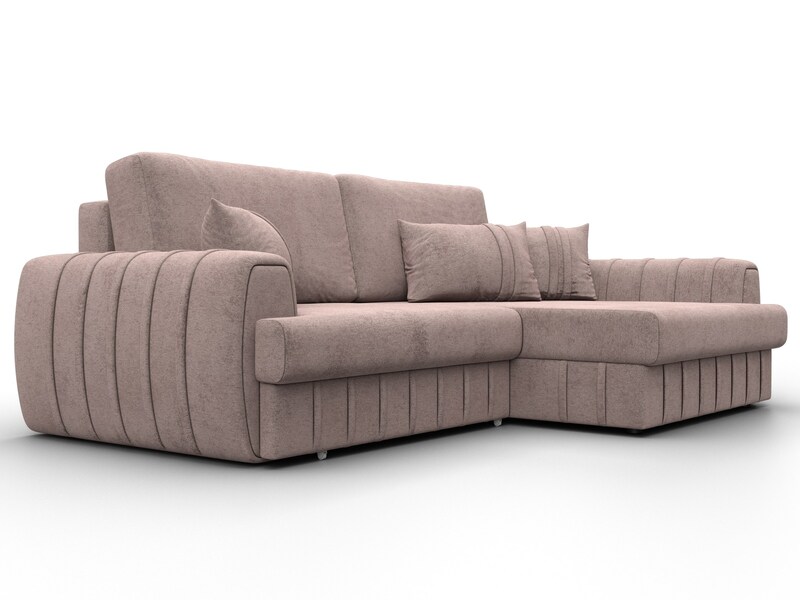 Диван угловой Лига-057 НПБ угол правый, Велюр, TOWER 05 бежевый