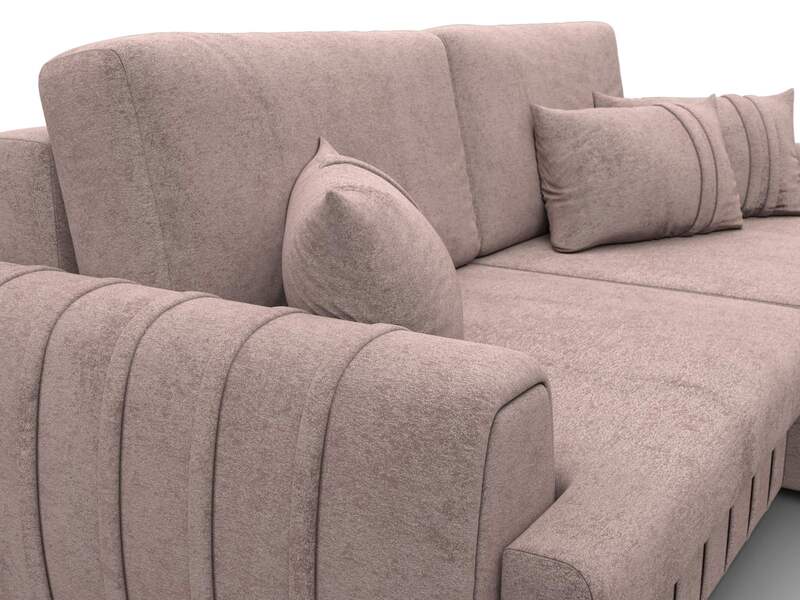 Диван угловой Лига-057 НПБ угол правый, Велюр, TOWER 05 бежевый