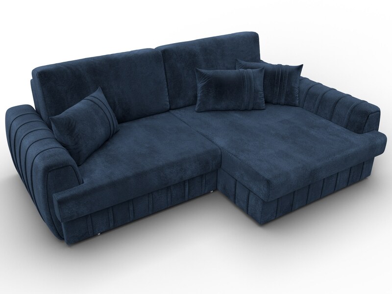 Диван угловой Лига-057 НПБ угол правый, Велюр, TOWER 13 синий