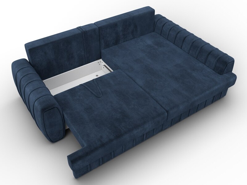 Диван угловой Лига-057 НПБ угол правый, Велюр, TOWER 13 синий