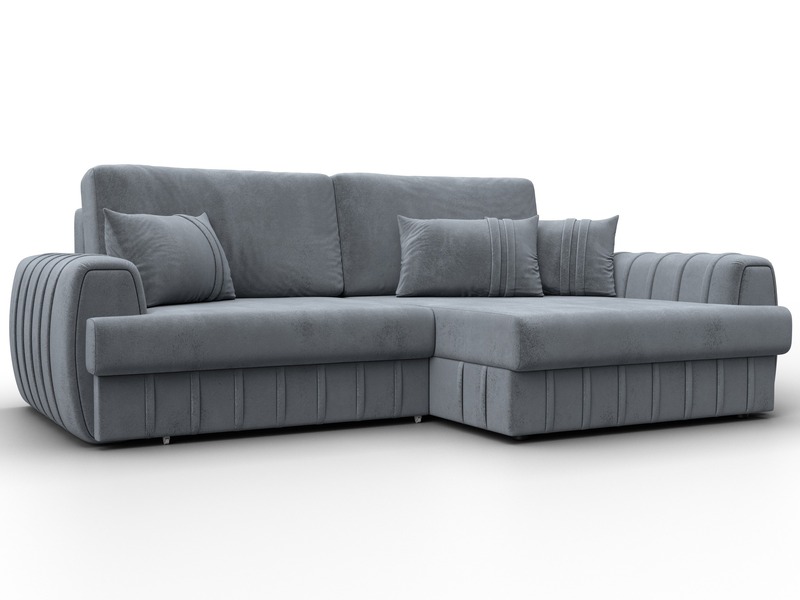 Диван угловой Лига-057 НПБ угол правый, Велюр, TOWER 10 серый