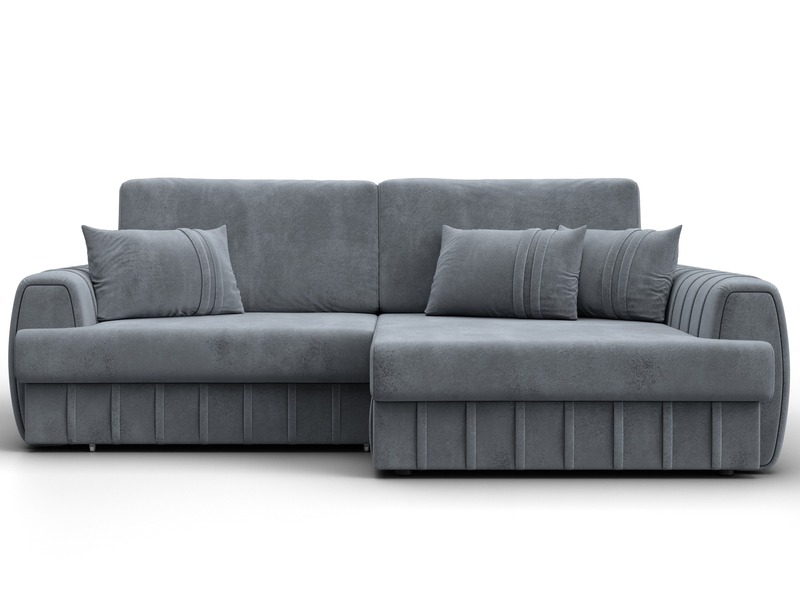 Диван угловой Лига-057 НПБ угол правый, Велюр, TOWER 10 серый