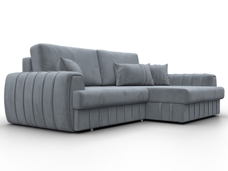 Диван угловой Лига-057 НПБ угол правый, Велюр, TOWER 10 серый