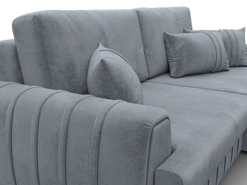 Диван угловой Лига-057 НПБ угол правый, Велюр, TOWER 10 серый