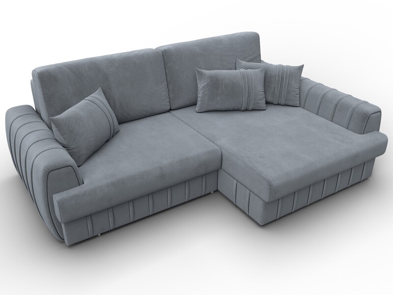 Диван угловой Лига-057 НПБ угол правый, Велюр, TOWER 10 серый