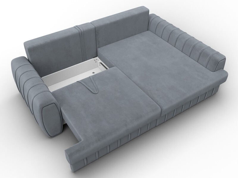 Диван угловой Лига-057 НПБ угол правый, Велюр, TOWER 10 серый