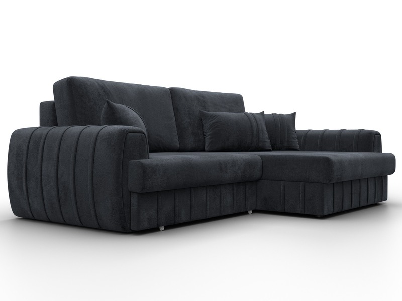 Диван угловой Лига-057 НПБ угол правый, Велюр, TOWER 11 темно-серый