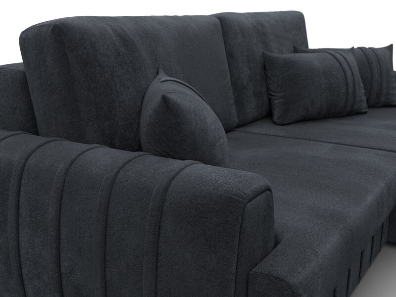 Диван угловой Лига-057 НПБ угол правый, Велюр, TOWER 11 темно-серый