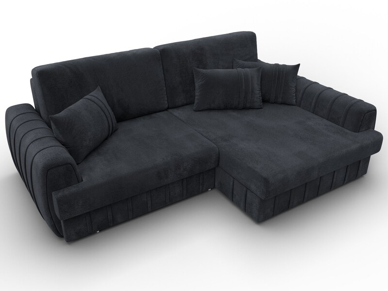 Диван угловой Лига-057 НПБ угол правый, Велюр, TOWER 11 темно-серый