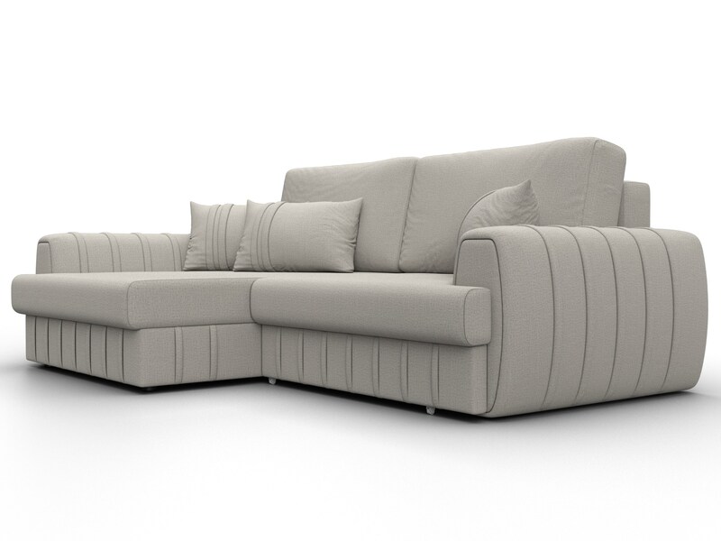 Диван угловой Лига-057 НПБ угол левый, Рогожка, Амур 02 бежевый