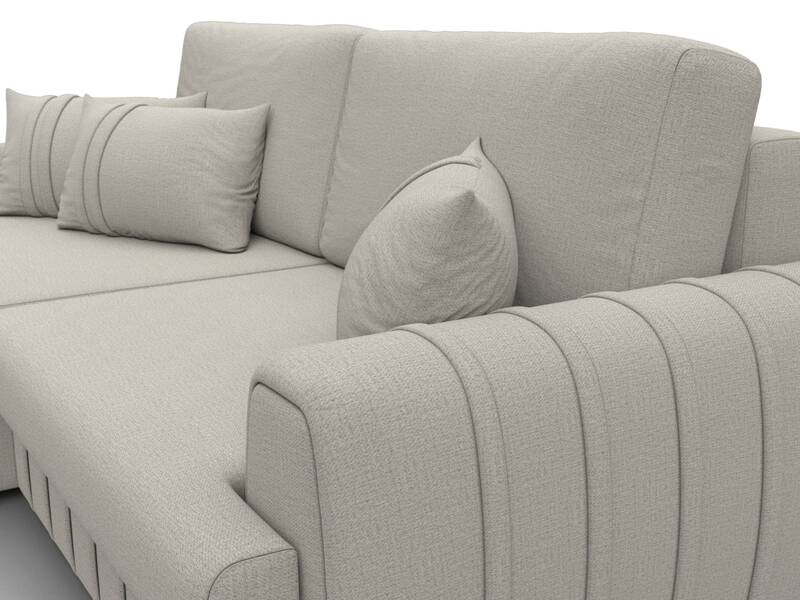 Диван угловой Лига-057 НПБ угол левый, Рогожка, Амур 02 бежевый